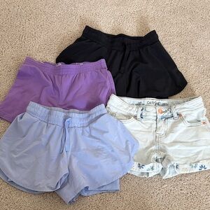 Girls medium Shorts bundle - Black, Purple, Light purple, Denim